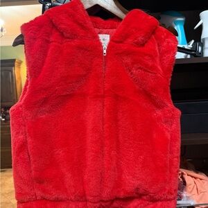Active USA Scarlet Red Faux Fur Vest